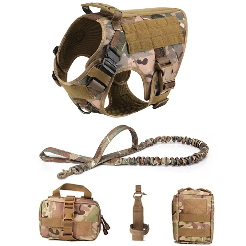 🐾 Tactical Military Dog Harness & Leash Set – All Breeds Training Vest for Outdoor Adventures