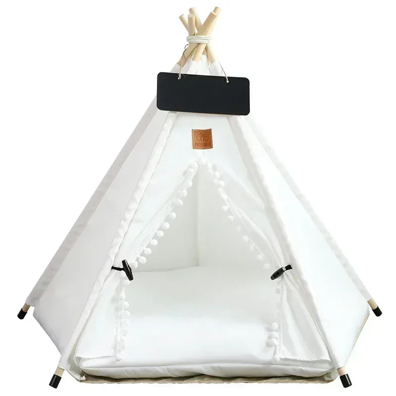 Pet Teepee Tent with Cushion – Washable Portable Indoor Dog & Cat House with Blackboard