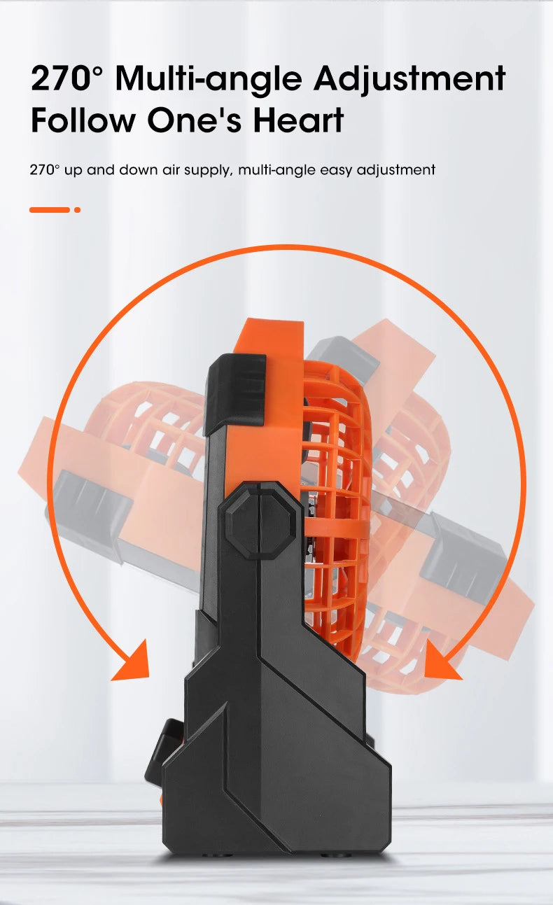 2024 Rechargeable Camping Fan with LED Light – 7800mAh Battery, Hook & Desk Mount for Tent, Car, or Outdoor Trips