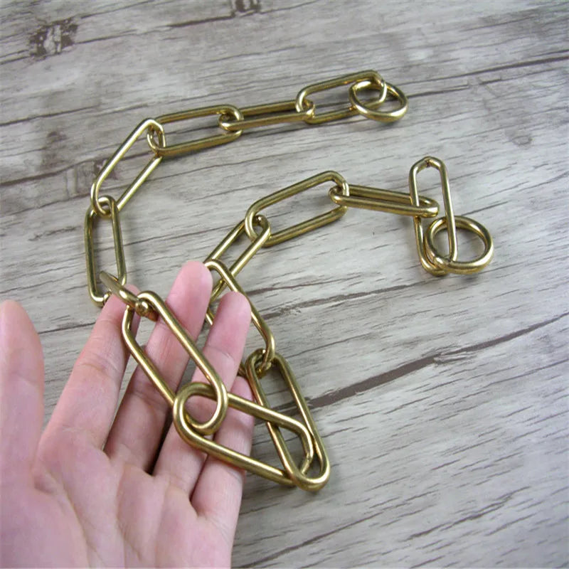 Classic Solid Copper Dog Chain Leash & Collar – Strong Brass P Chain for Medium & Large Dogs