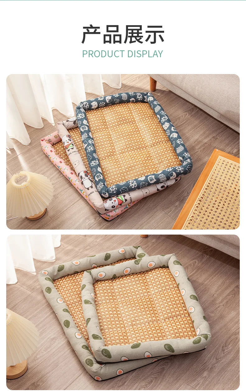 Summer Pet Cooling Mat – Lightweight Breathable Rattan Ice Nest Bed for Cats, Small Dogs & Small Animals