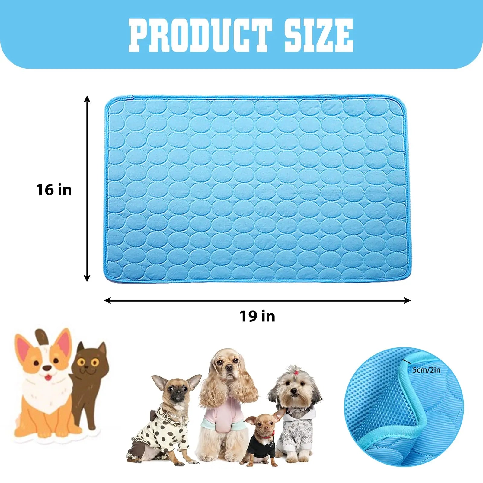 Breathable Dog Cooling Mat – Self-Cooling Summer Pad for Dogs & Cats, Large Crate Blanket
