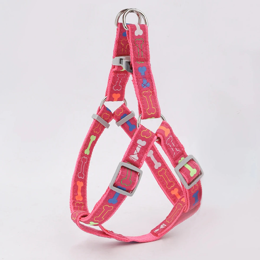 🦴 Colorful Bone Pattern Tripod Dog Harness – Fun & Secure for Indoor & Outdoor Use