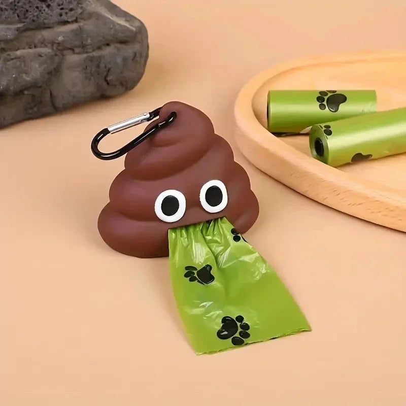 Funny Poop-Shaped Dog Waste Bag Dispenser – Portable Poop Bag Holder with Clip for Leash, Outdoor Walking & Travel