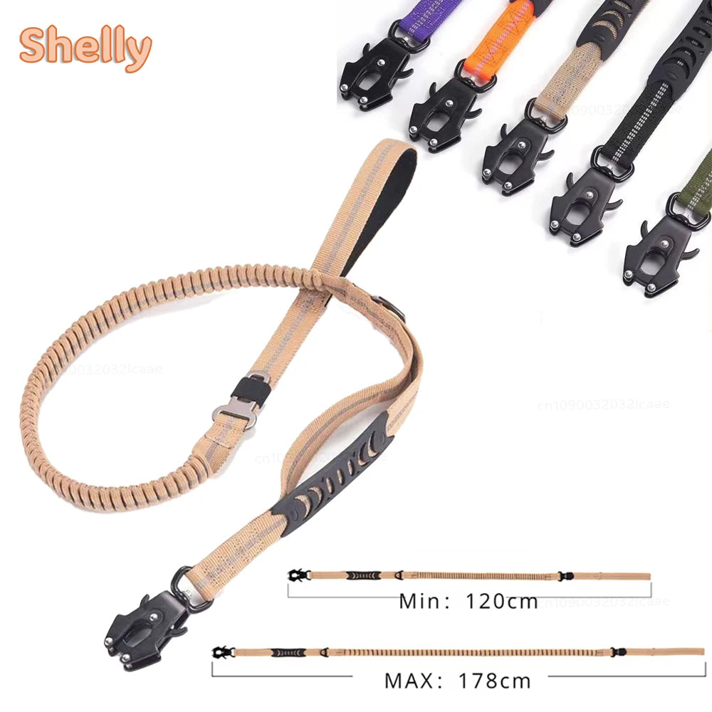 Heavy Duty Bungee Tactical Dog Leash – 2 Padded Handles, Shock-Absorbing Lead