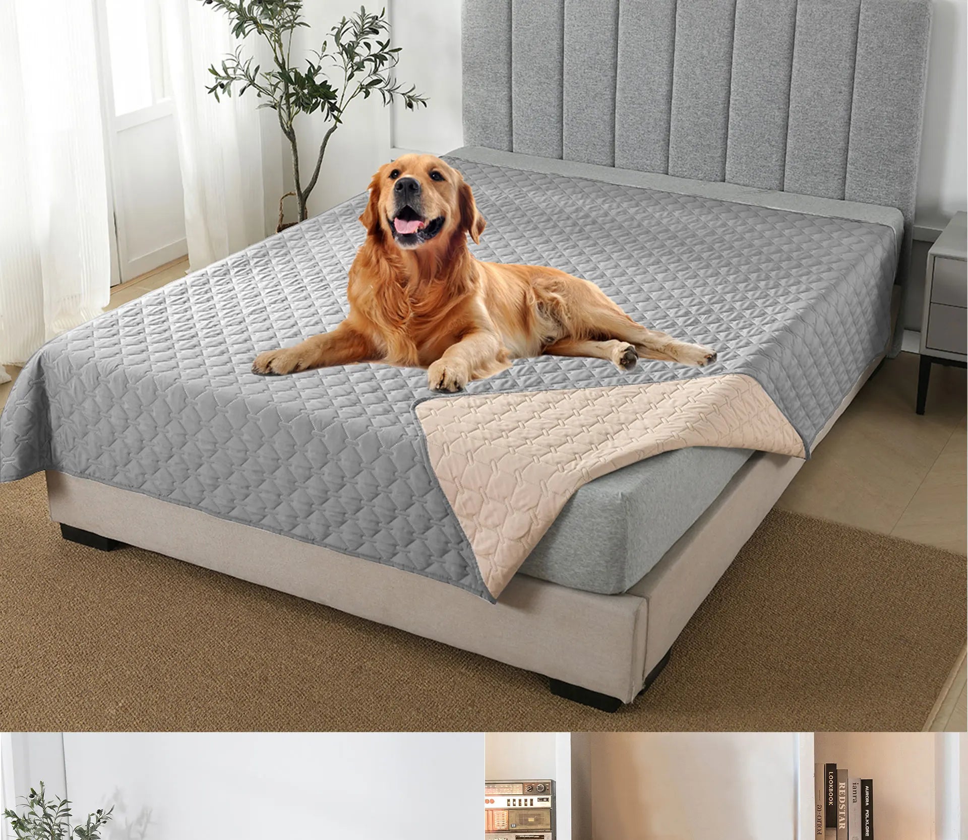 Double-Sided Reversible Dog Bed Cover – Waterproof Sofa & Furniture Protector Blanket for Pets & K