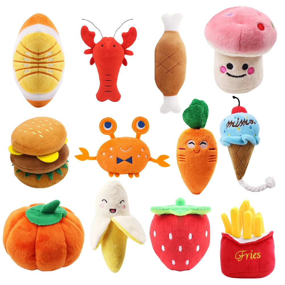 🐶 1Pc Pet Toys Fruit & Animal Cartoon Plush Squeaky Toy 🍓🐾