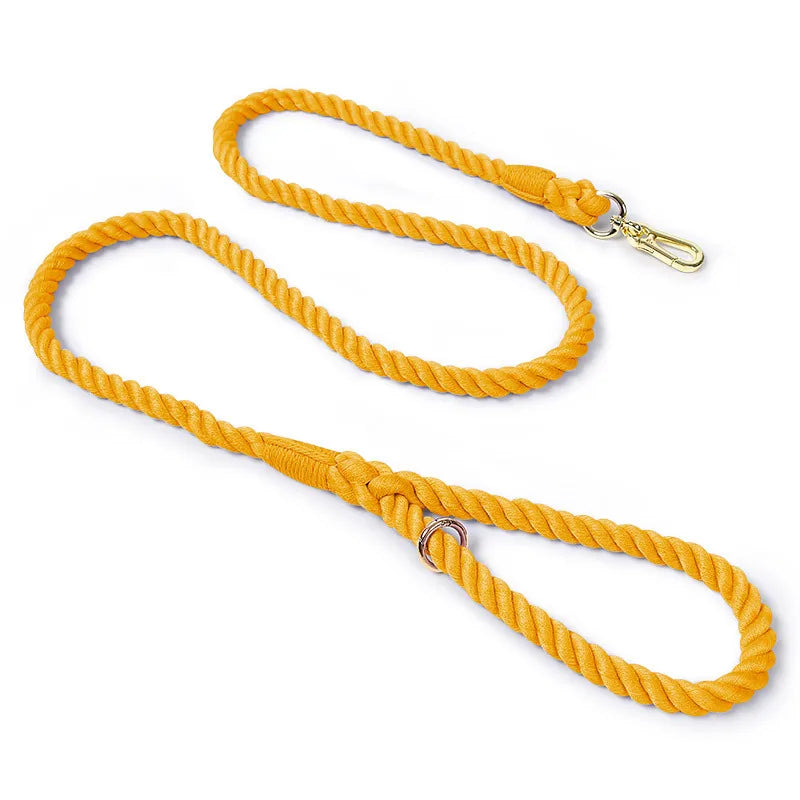 Hand-Woven Gradient Dog Leash – Multi-Function Cotton Rope Lead for Outdoor Walking & Training