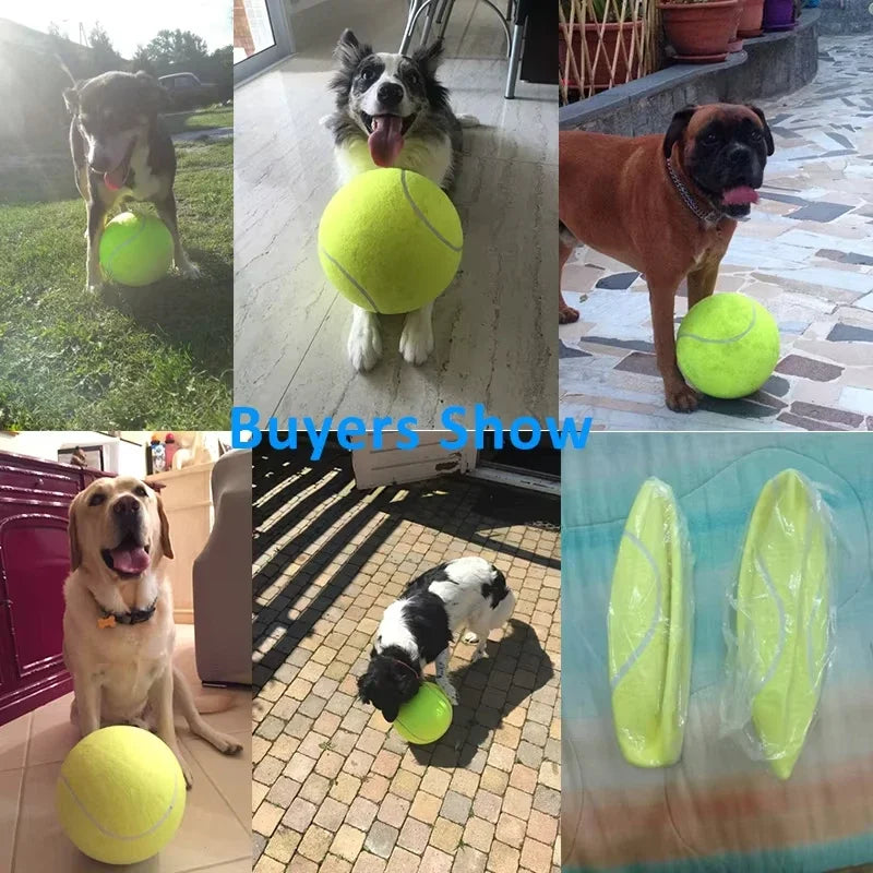 Giant Inflatable Tennis Ball for Dogs – 7"/9.5" Training Toy with Air Pump