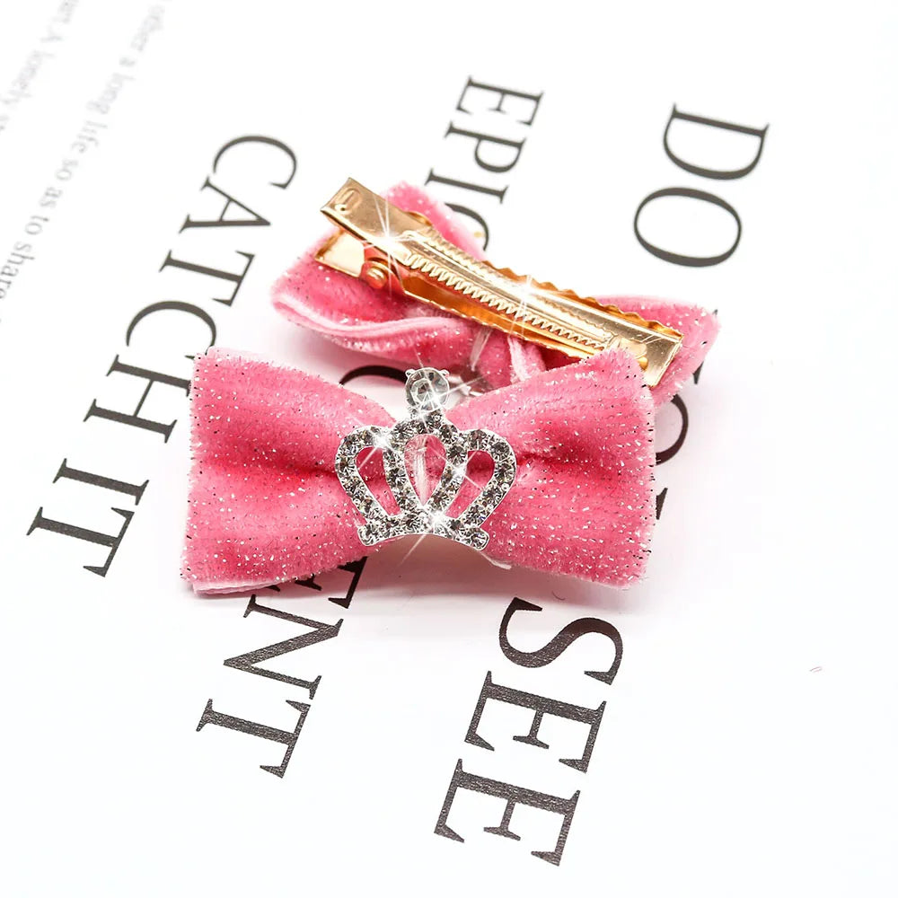 Dog Hair Clips 👑 Crystal Crown & Bow Set – 10PCS Pet Grooming Accesso