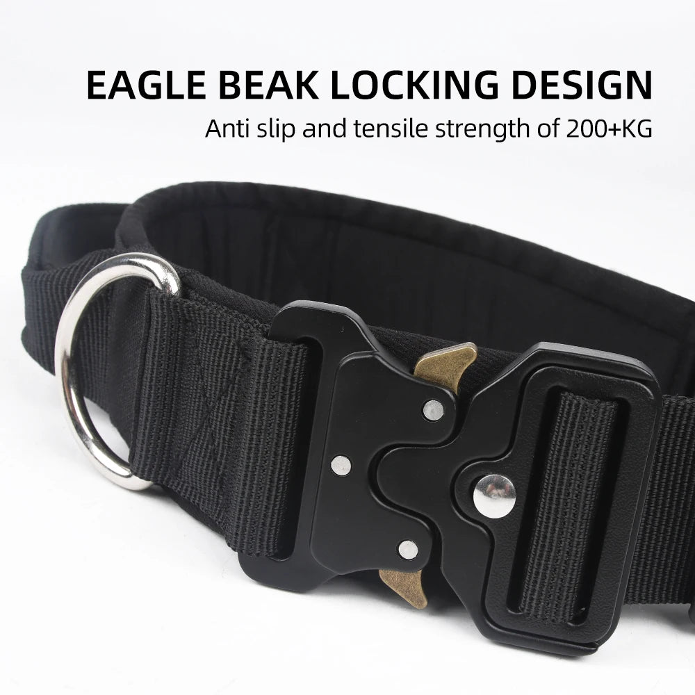 Tactical Dog Collar – Durable Outdoor Collar with Rugged Zinc Alloy Buckle & Soft Lining for Medium & Large Dogs