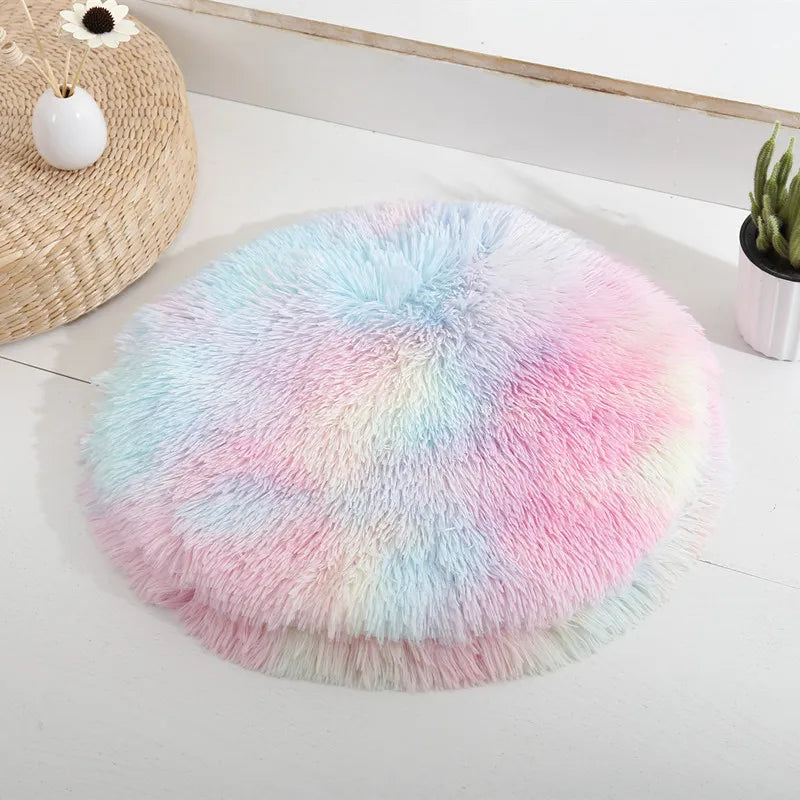 Soft Plush Round Cat Bed Mat – Cozy Fleece Sleeping Cushion for Cats & Small Dogs