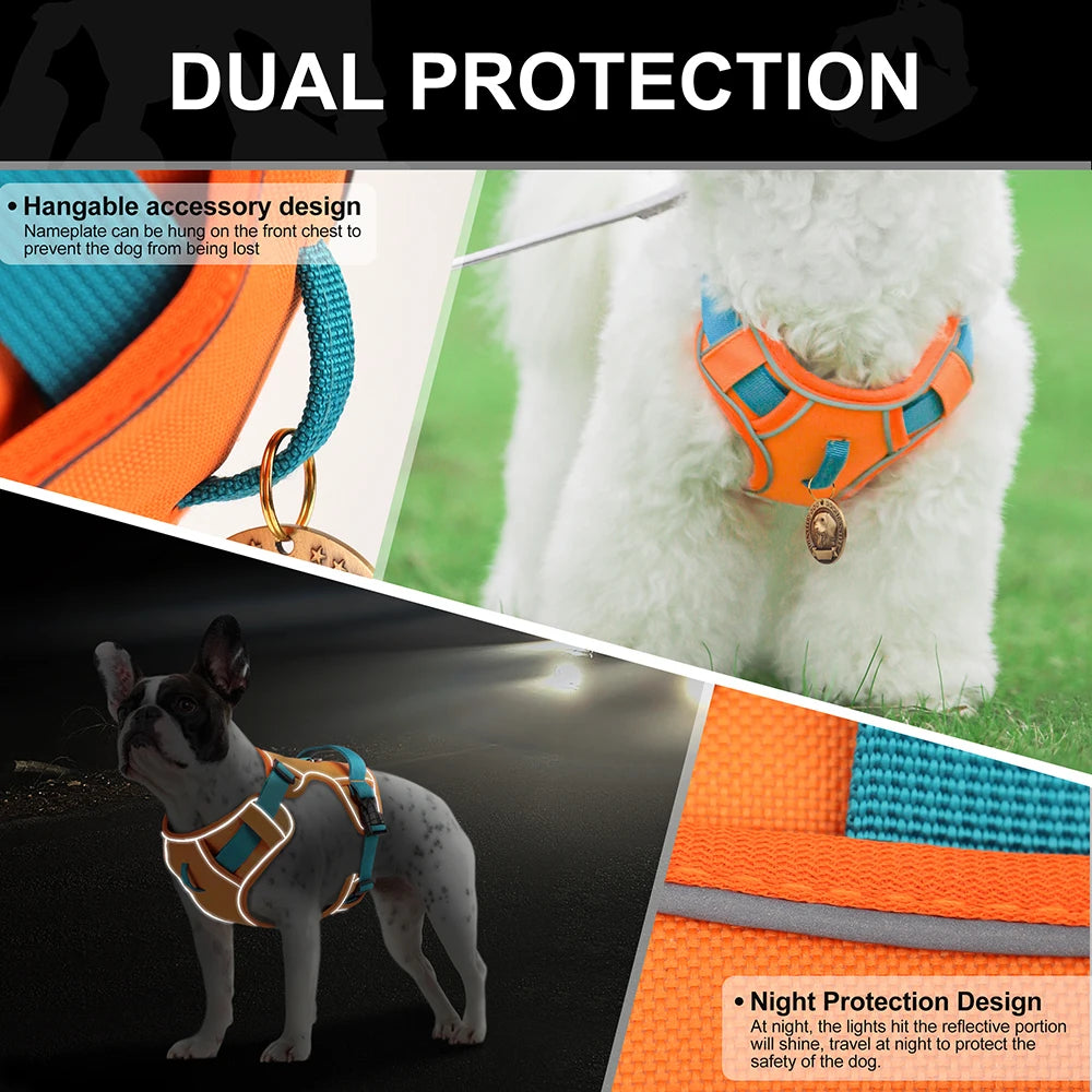 🐕 Mesh Breathable Reflective Dog Harness – Adjustable Nylon Training Vest for Small, Medium & Large Dogs