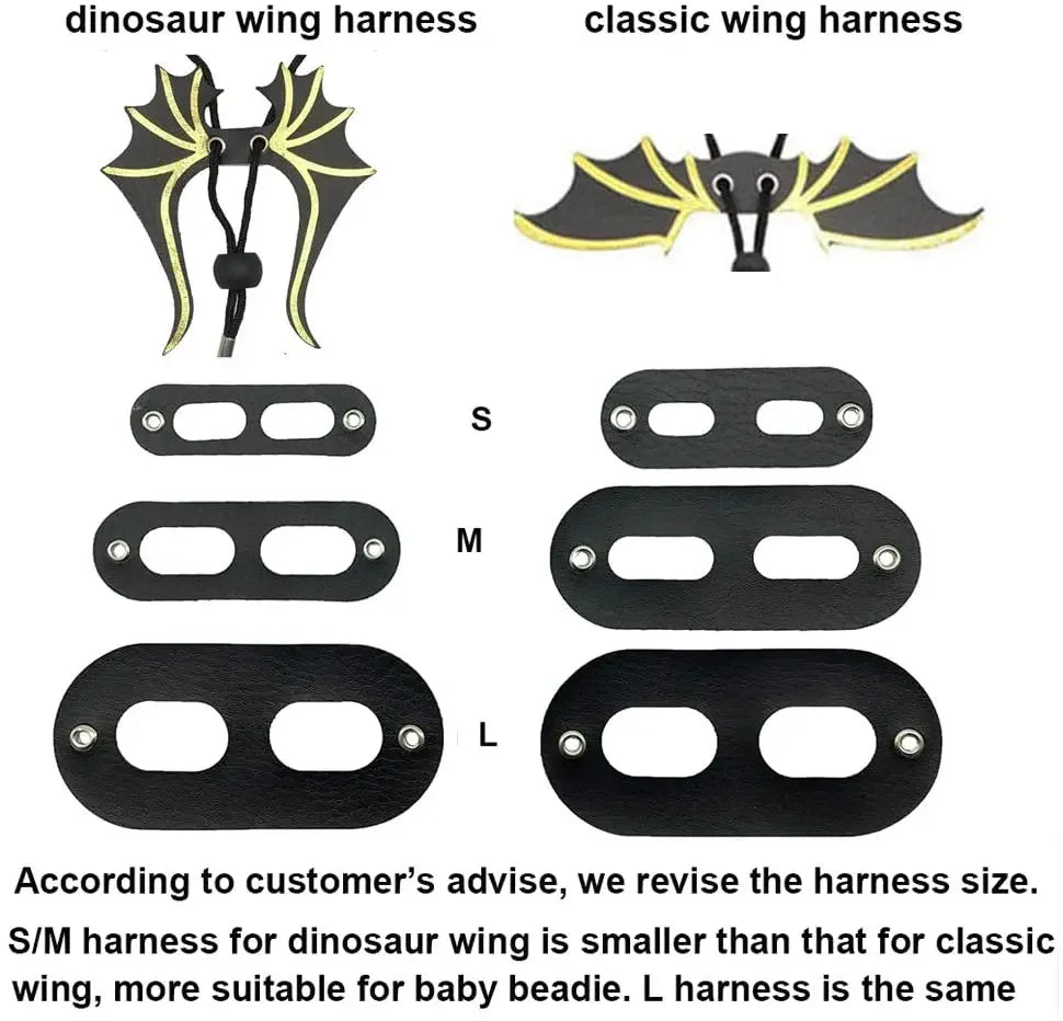 🦎 Bearded Dragon Lizard Leash Harness – 3 Sizes with Cute Dinosaur Wings