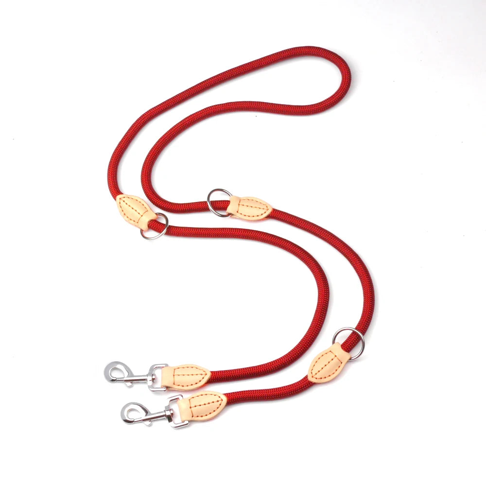 🐕‍🦺 210cm Multipurpose Adjustable Double Dog Leash – Hands-Free Luxury Nylon Leash for 2 Small/Medium Dogs