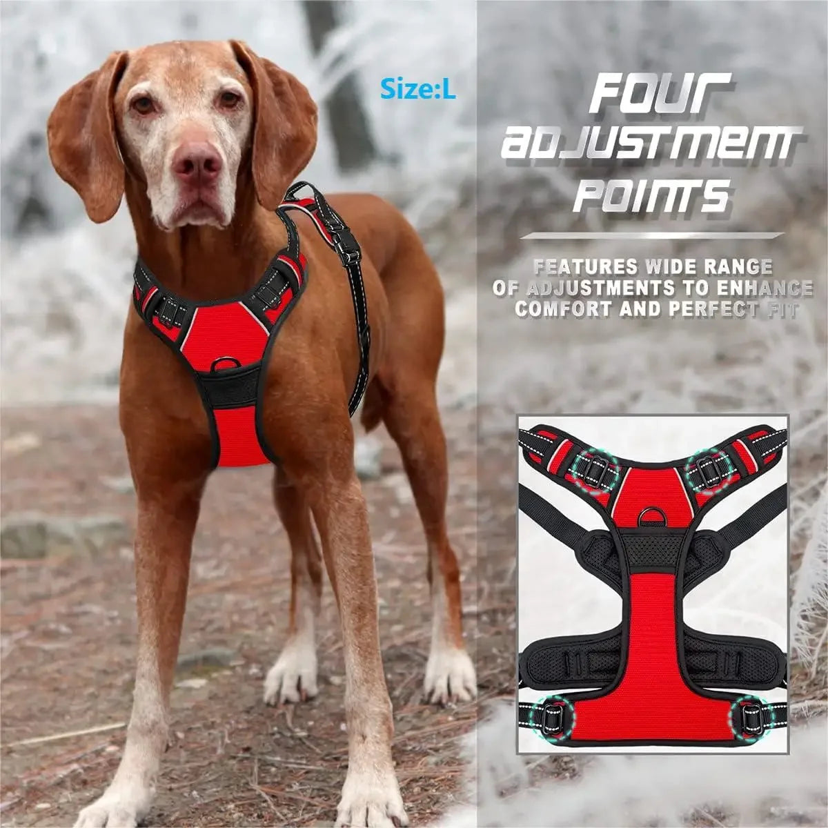 🐕 Heavy Duty No Pull Dog Harness – Front Clip, Reflective, with Easy-Control Handle