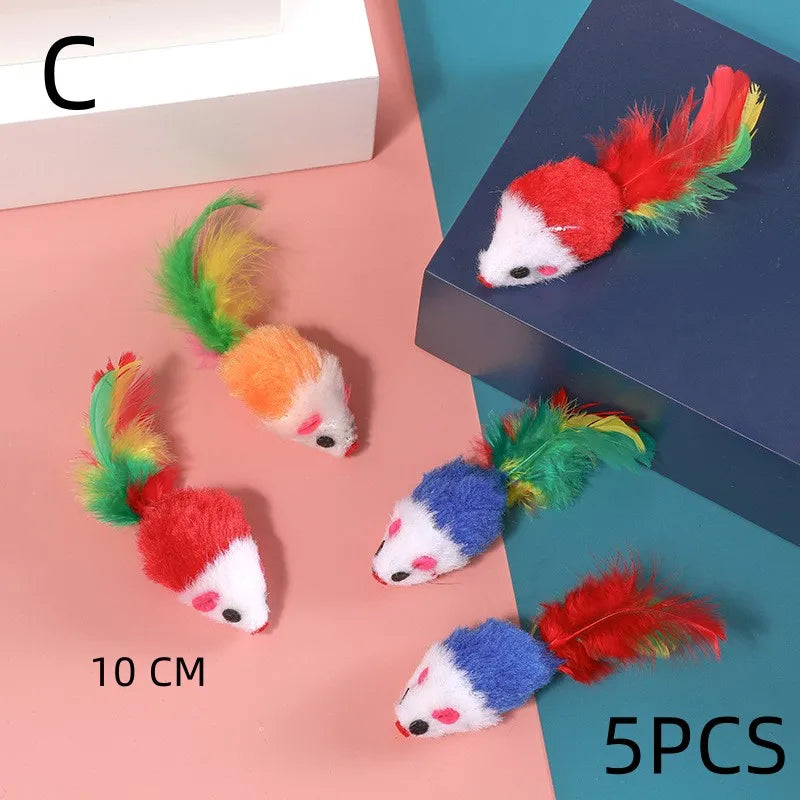 5PCS Plush Simulation Mouse Cat Toys – Interactive Teasing Toy for Cats