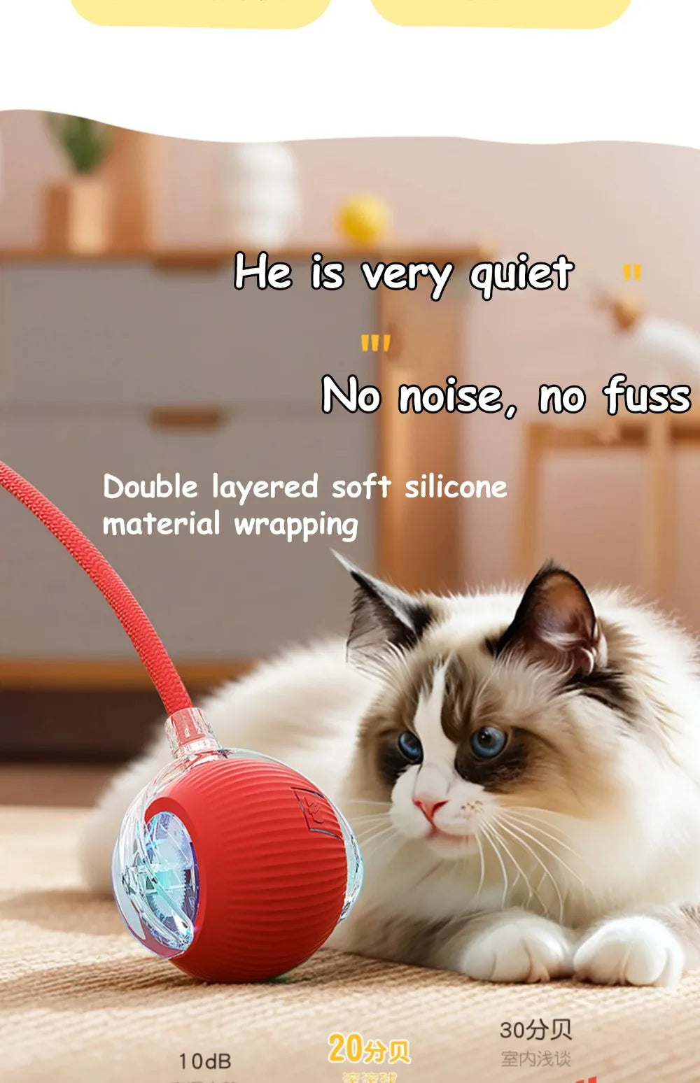 Smart Rolling Cat Toy – Rechargeable Ball with Faux Tail & Mouse Simulation