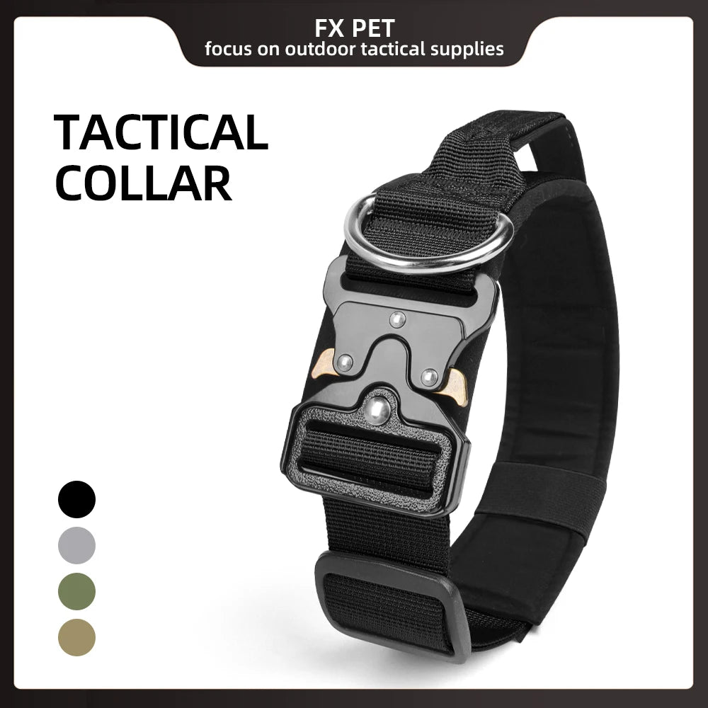 Tactical Dog Collar – Durable Outdoor Collar with Rugged Zinc Alloy Buckle & Soft Lining for Medium & Large Dogs