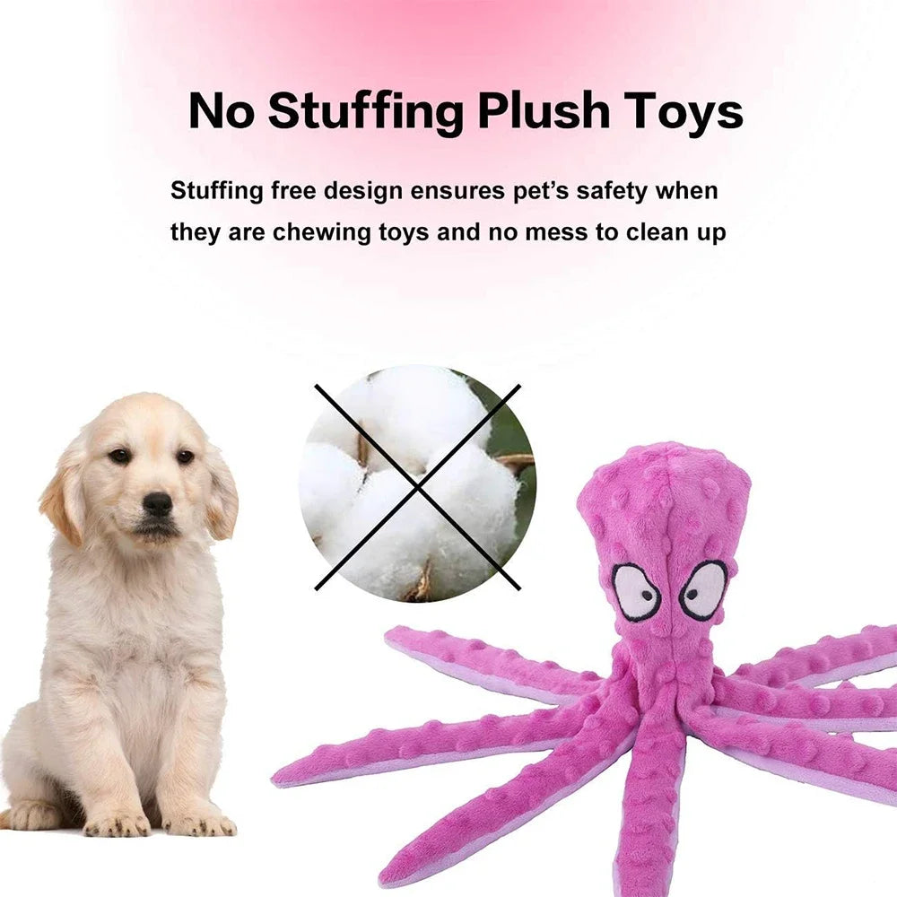 🐶 Dog Vocal Octopus Plush Toy – Soft, No-Stuffing Chew & Teething Toy