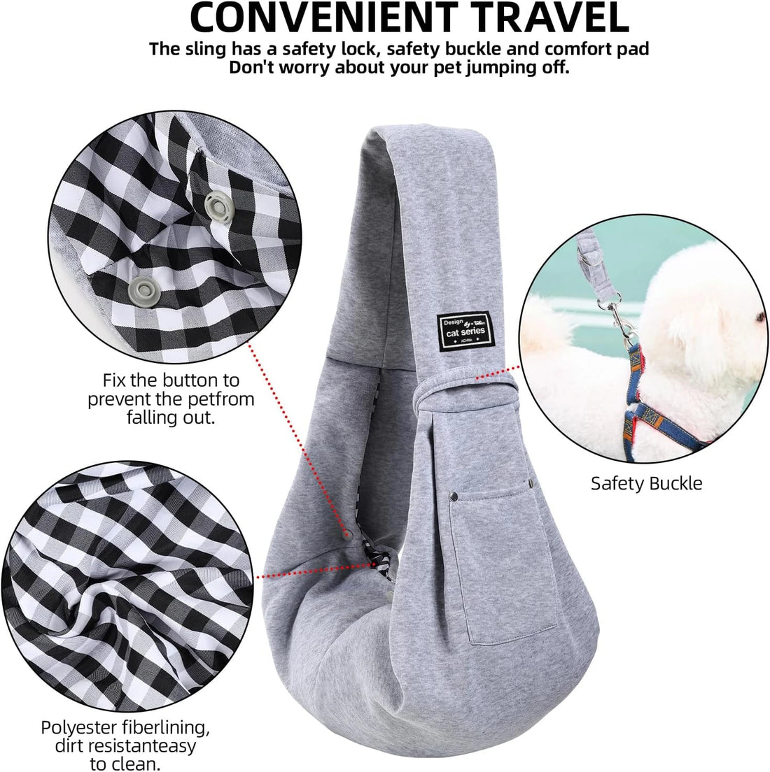 Cotton Dog Sling Carrier Bag – Comfortable Crossbody Pet Carrying Bag for Small Dogs & Cats, Travel Shoulder Tote