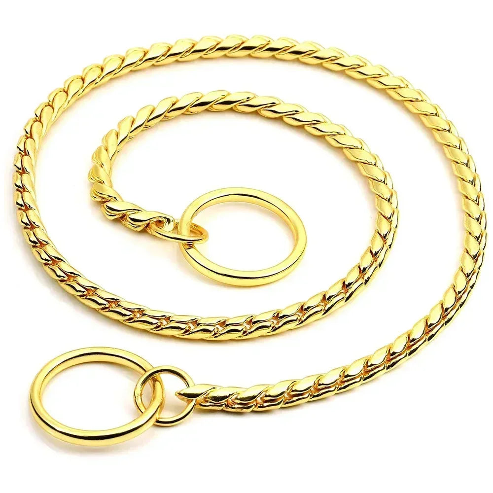 Dog Snake Chain Choke Collar – Metal Slip P Chain for Training & Walking