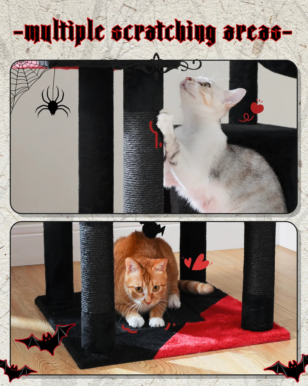 🐾 H180CM Large Cat Tree – Multi-Level Tower with Condos, Perches, Hammock & Sisal Posts