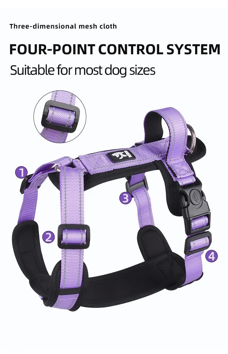 🐶 Reflective Dog Harness with Handle – Adjustable Vest for Easy Control