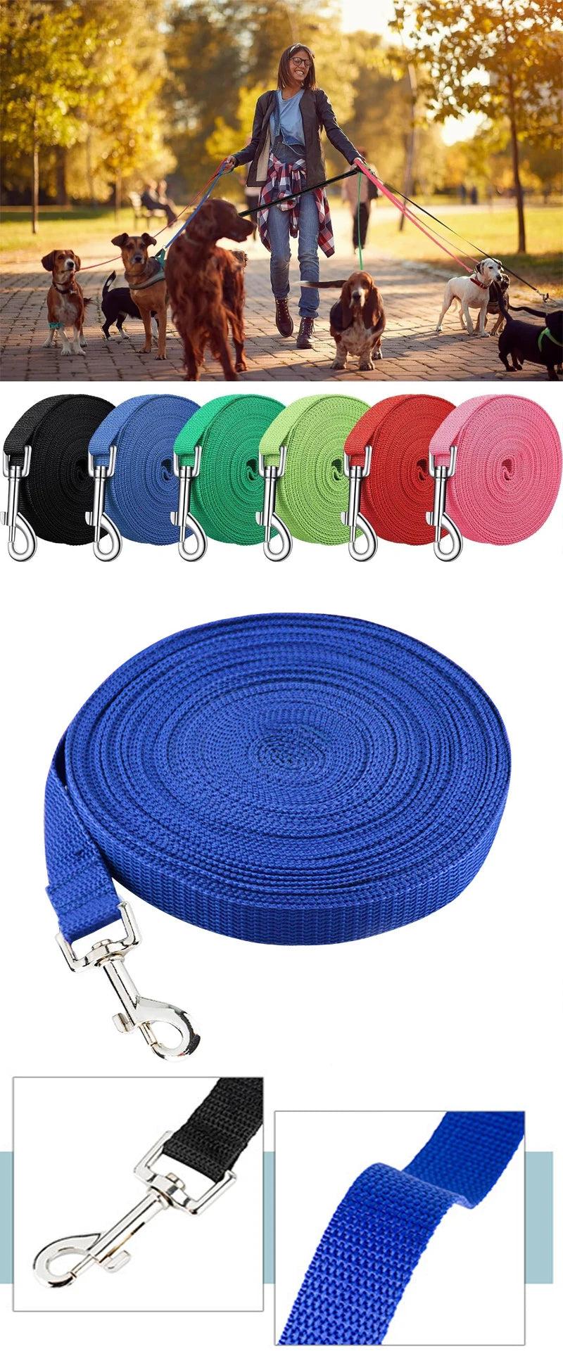 🐶 Nylon Dog Training Leash – Durable Walking & Traction Rope for Small & Large Dogs (1.5M–10M)