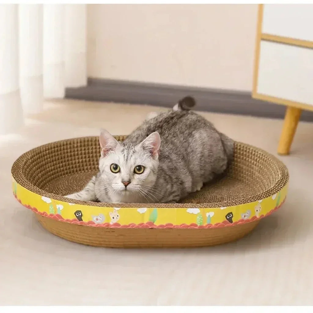 🐱 Oval Cat Scratching Board – Furniture Protector & Cozy Cat Nest