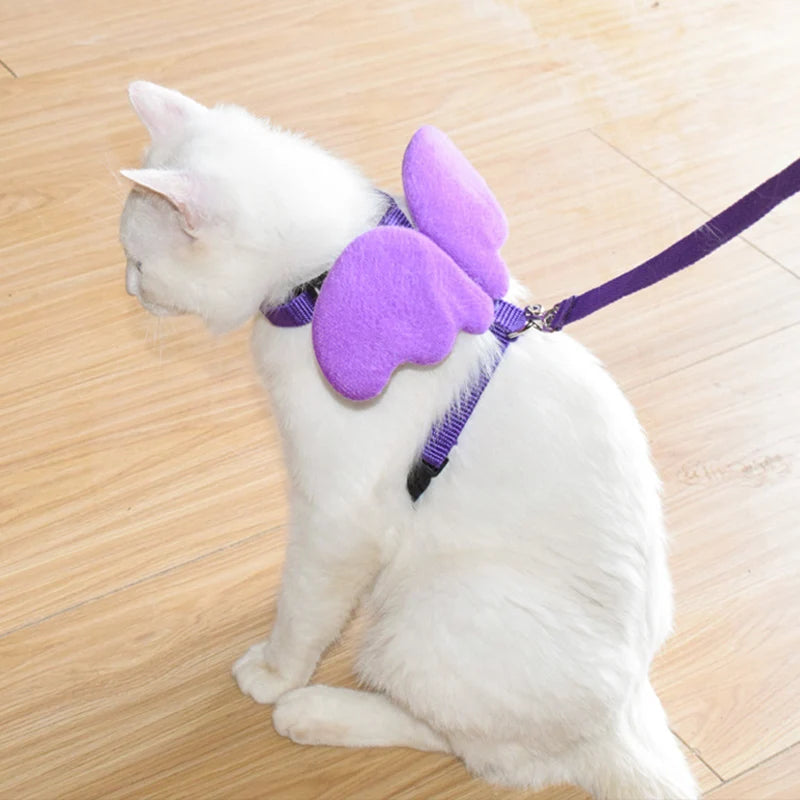 Angel Wings Pet Harness & Leash Set – Cute Lead for Cats, Puppies & Rabbits