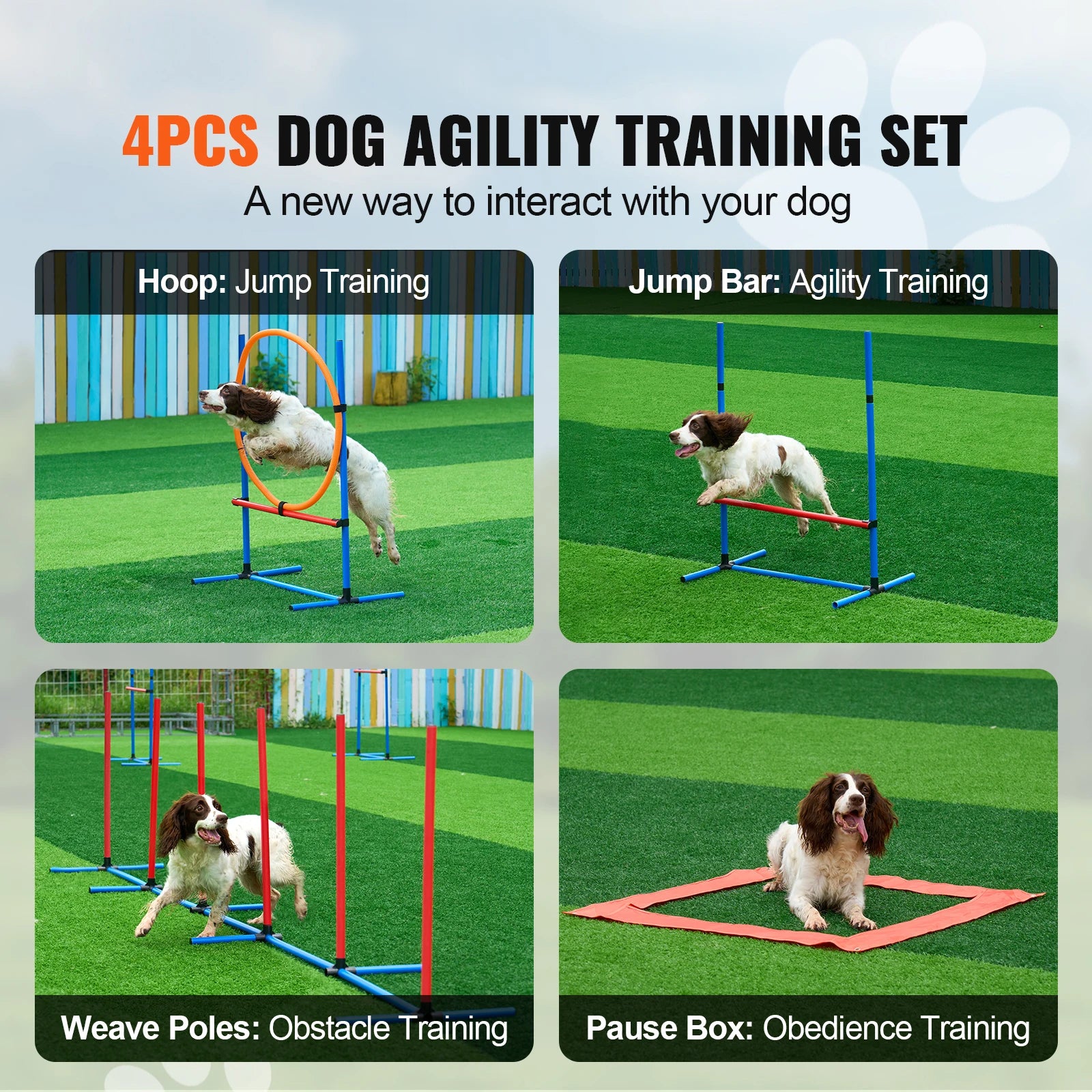 Dog Agility Training Set – 4 PCS Hurdles, Poles, Ring & Box 🐾🏃‍♂️