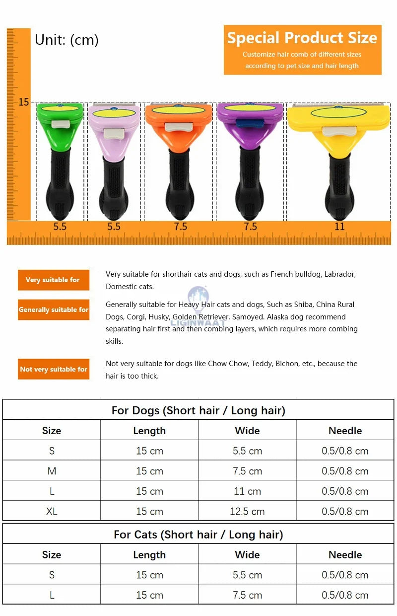 🐶 Dogs & Cats Hair Shedding Massage Comb – Pet Grooming Brush for Hair Removal & Massage