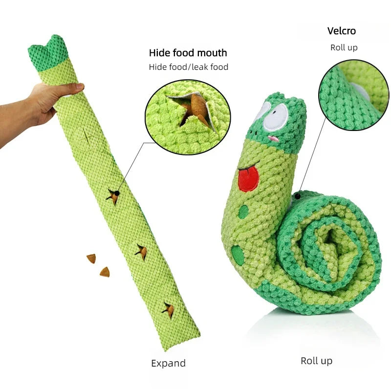 Dog Puzzle Feeder Toy – Foldable Snail Design with Squeaker
