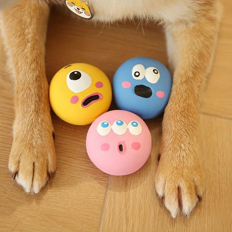 Squeaky Eyeball Dog Toy – Durable Latex Chew Ball | Interactive Training Sound Toy for Pets