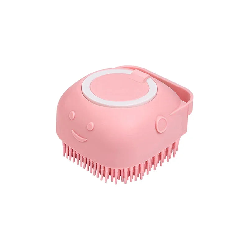 2-in-1 Dog Bathing Brush with Shampoo Dispenser – Soft Silicone Pet Massage & Grooming Brush for Dogs & Cats