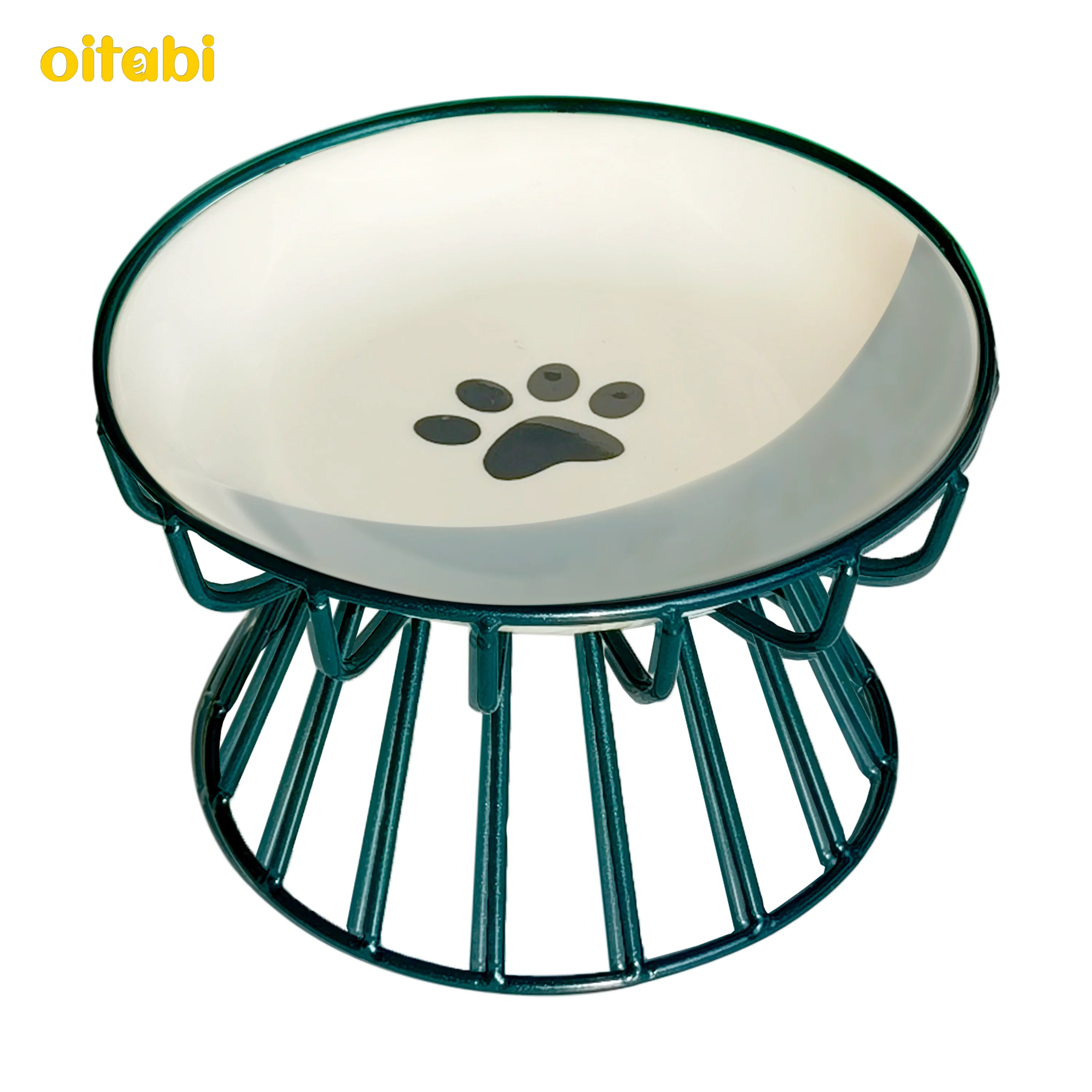 🐾 Oitabi Elevated Cat Bowls – Raised Ceramic Food Dishes with Metal Stand