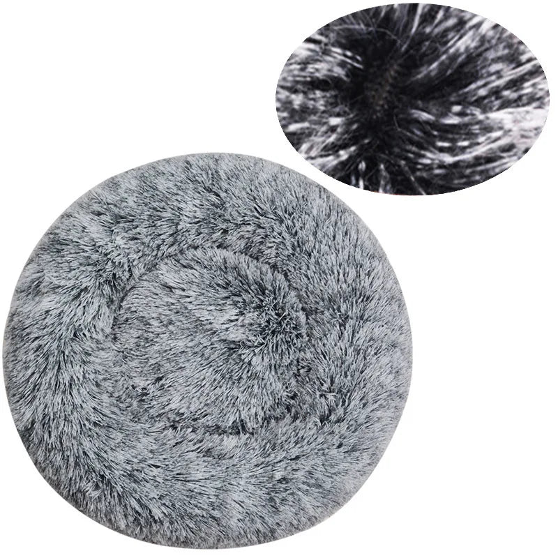 Round Plush Dog Bed – Winter Warm Washable Cat & Dog Basket Bed for Small, Medium & Large Pets