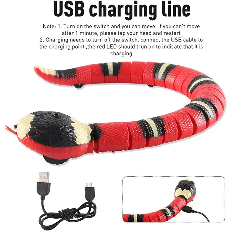 Smart Sensing Snake Cat Toy – USB Rechargeable Interactive Teaser for Cats