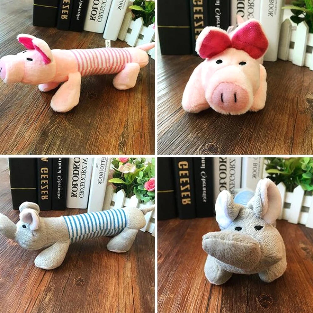 Plush Squeaky Elephant, Duck & Pig Dog Toys – Soft Chew Toys for Dogs & Cats, Durable Funny Molar Fleece Toys for All Pets
