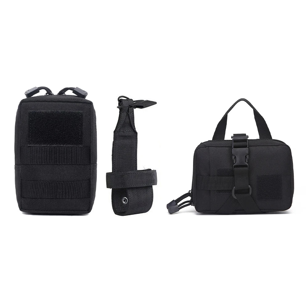 🎒 3Pcs Dog Tactical Bags Set – Molle Pouches & Bottle Holder for Harness Vests 🐾