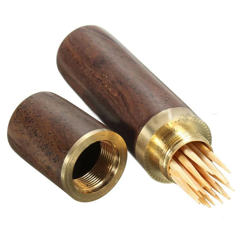 Handmade Wooden Toothpick Holder – Pearwood Capsule Case | Portable Hiking Toothpick Storage Box