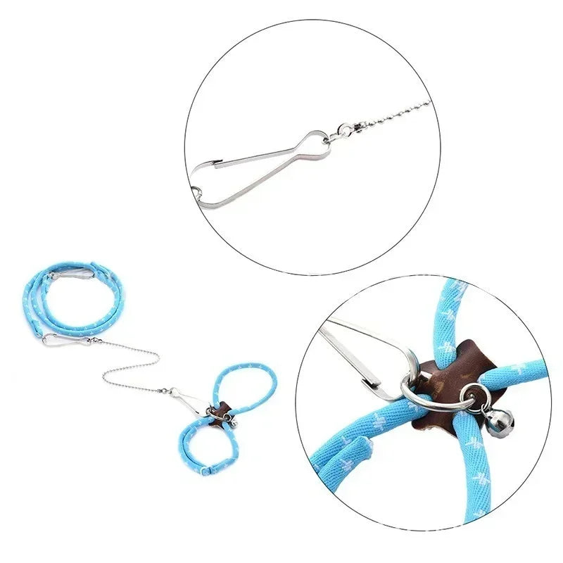 Adjustable Soft Strap Leash for Small Pets – Bird, Parrot, Hamster, Ferret, Rat, Guinea Pig