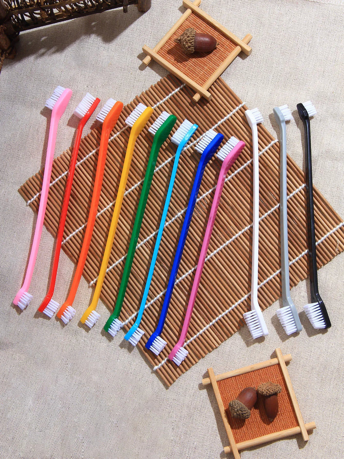 5pcs/set Long Handle Double-Head Pet Toothbrush – Soft Bristle Dog & Cat Teeth Cleaning Oral Care Kit
