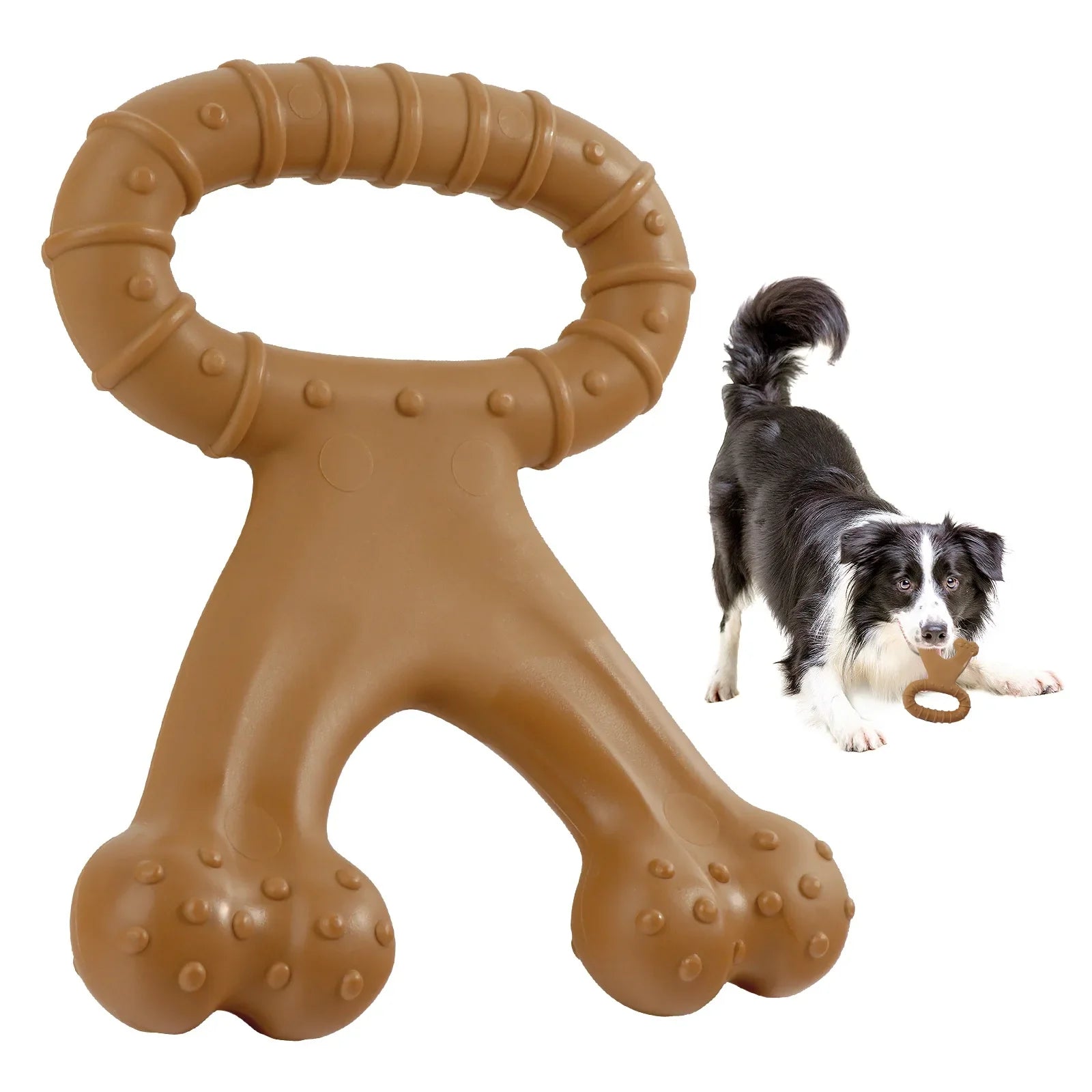 Durable Nylon Dog Chew Toy – Double Bone Shape with Beef & Bacon Flavor for Large Dogs, Teeth Cleaning & Interactive Play