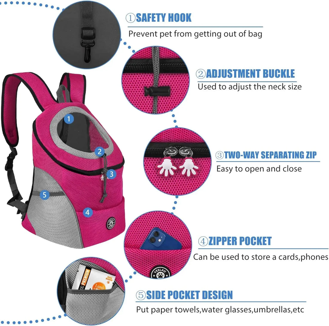 Double Shoulder Pet Carrier Backpack – Portable Mesh Dog Travel Bag for Outdoor Adventures
