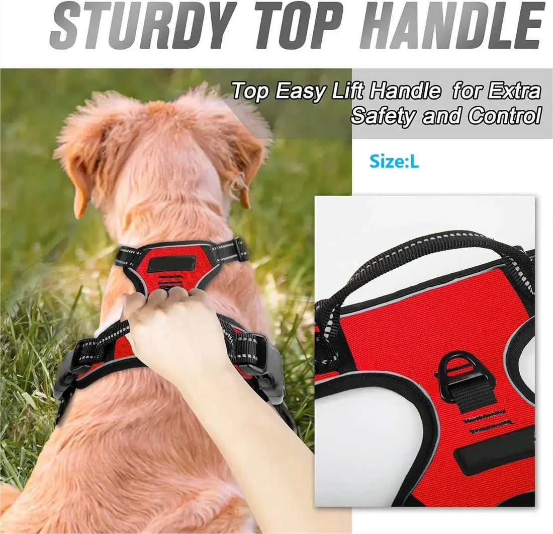 🐕 Heavy Duty No Pull Dog Harness – Front Clip, Reflective, with Easy-Control Handle