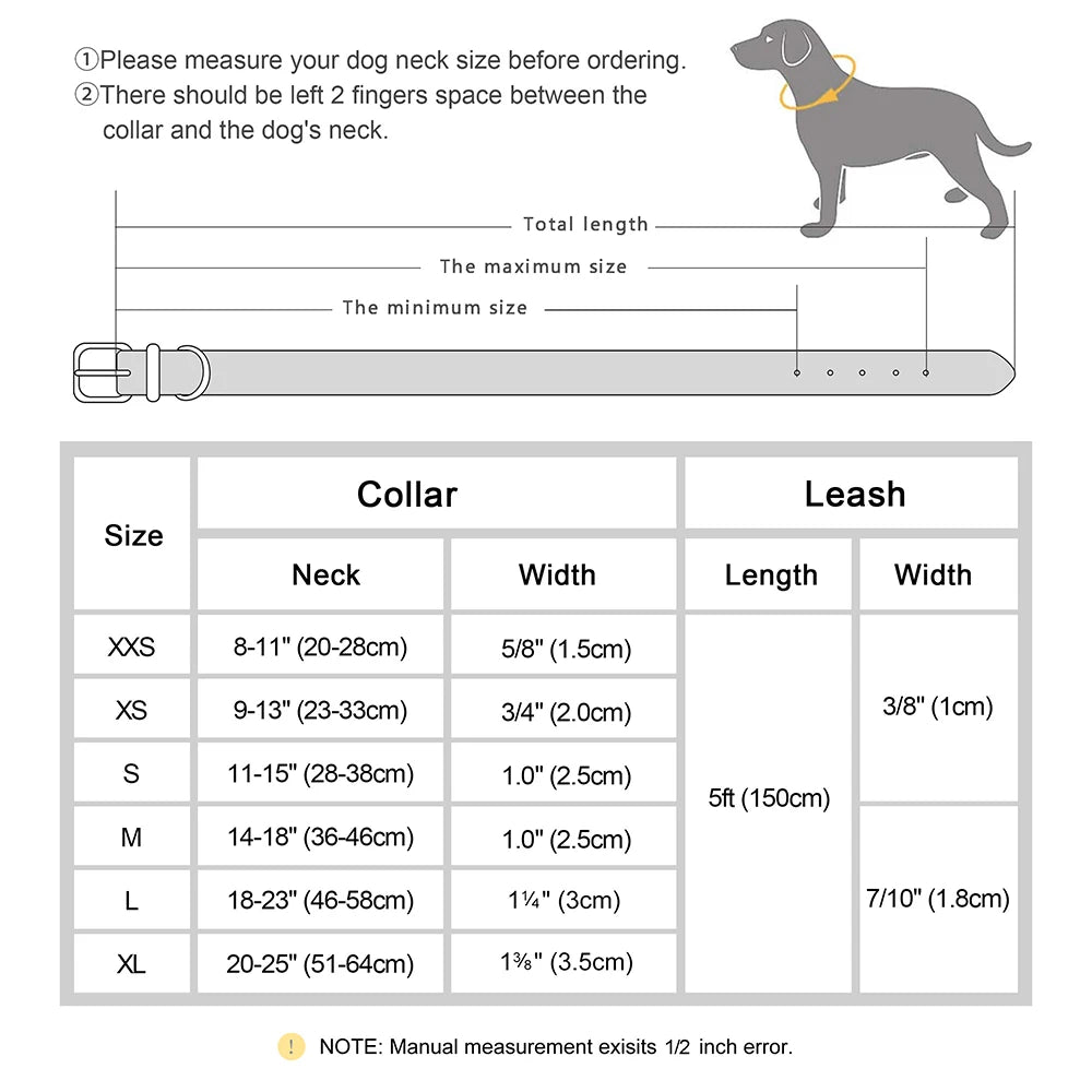 Personalized Leather Dog Collar & Leash Set – Engraved ID for Small to Large Dogs