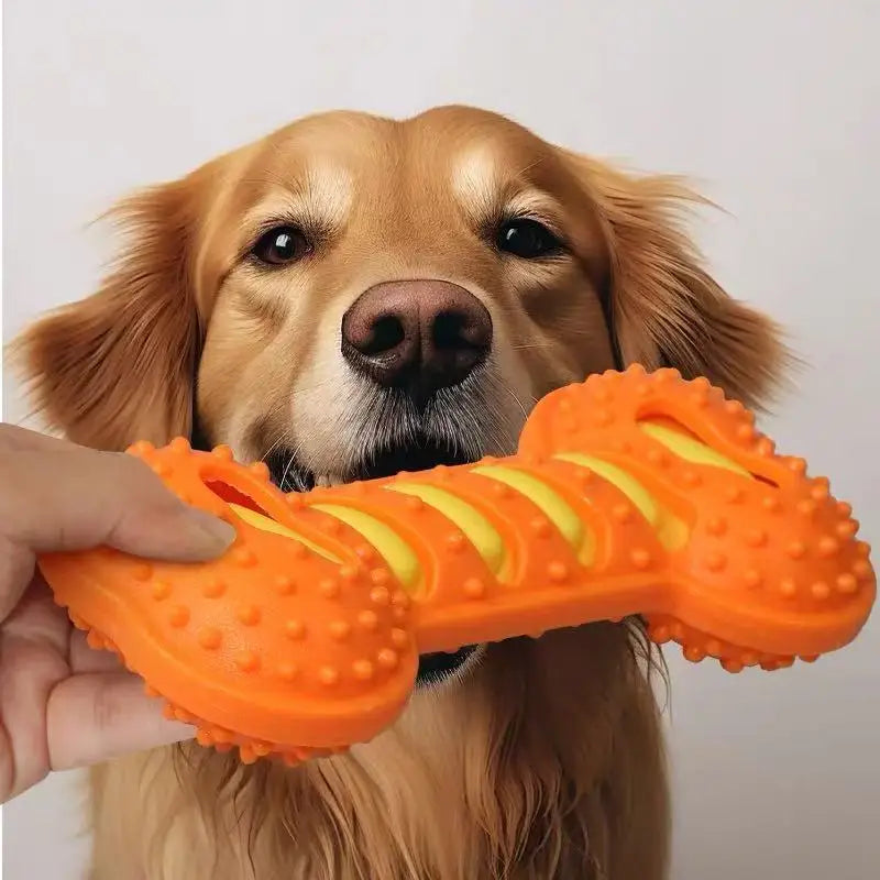🦴 Rubber Bone Dog Chew Toy – Squeaky & Bite-Resistant Interactive Toy for Puppies