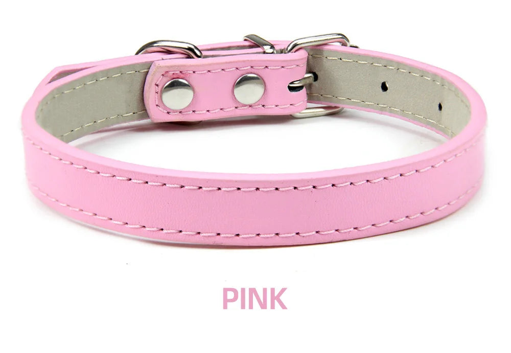 Soft Leather Adjustable Dog Collar – Safe & Stylish for Dogs and Cats